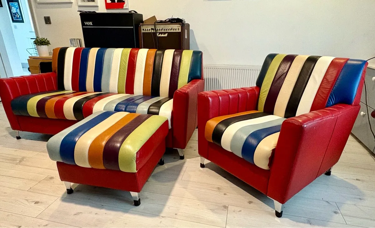 Retro Style Italian Leather Suite - Image 3