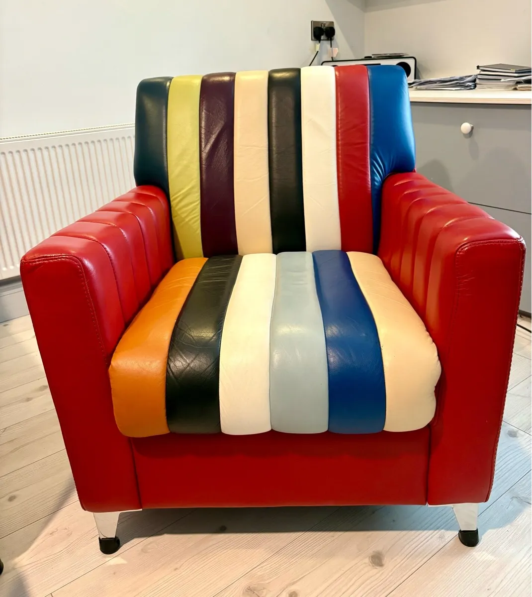 Retro Style Italian Leather Suite - Image 4