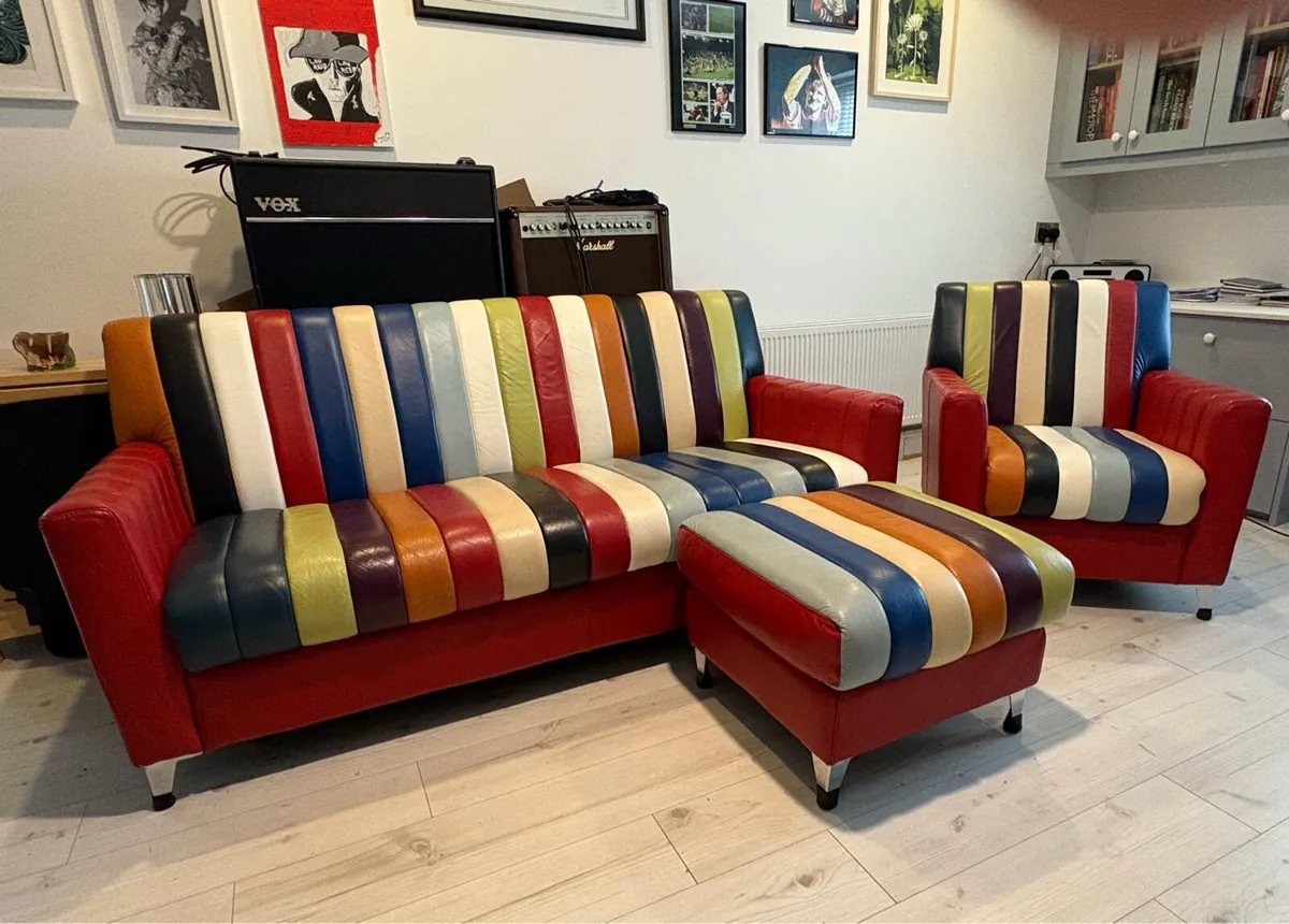 Retro Style Italian Leather Suite - Image 1