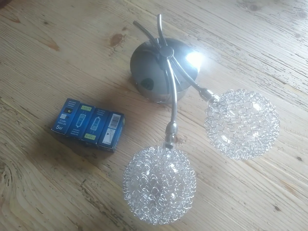 CHROME DOUBLE DANDELION WALL LIGHT AS NEW - Image 2