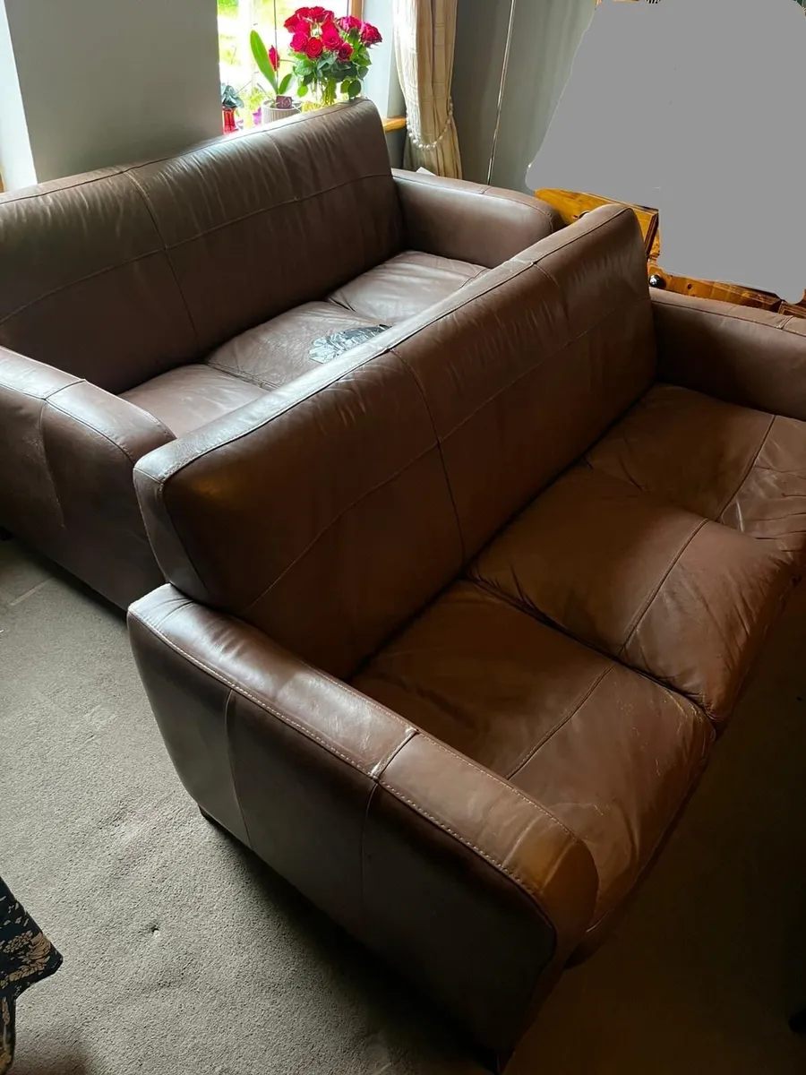 2x 3-seater leather sofas (DFS)