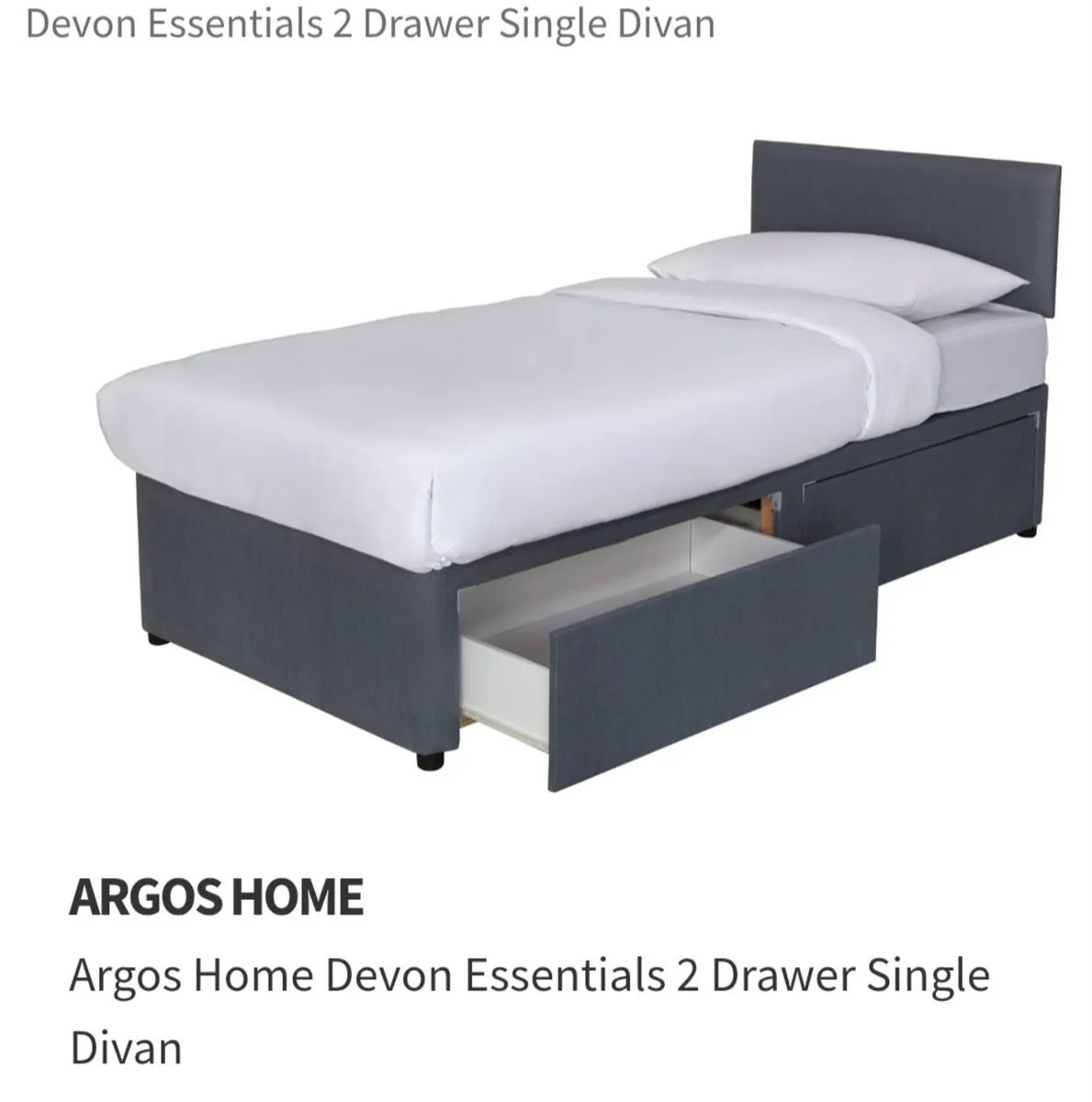 Single bed with mattress, base, and headboard - Image 1