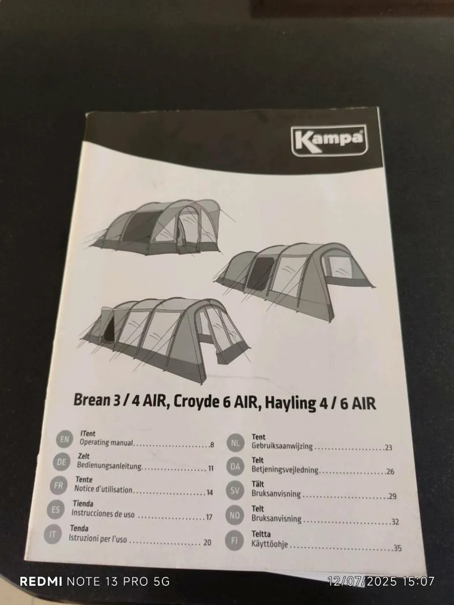 Heavy Duty Family Sized Air Tent - Kampa Croyde 6T - Image 1