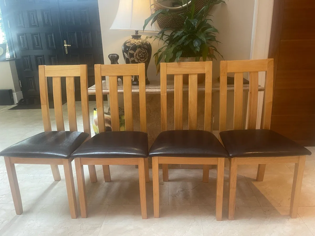 4 x Stunning Leather Clad Kitchen Dining Chairs - Image 1