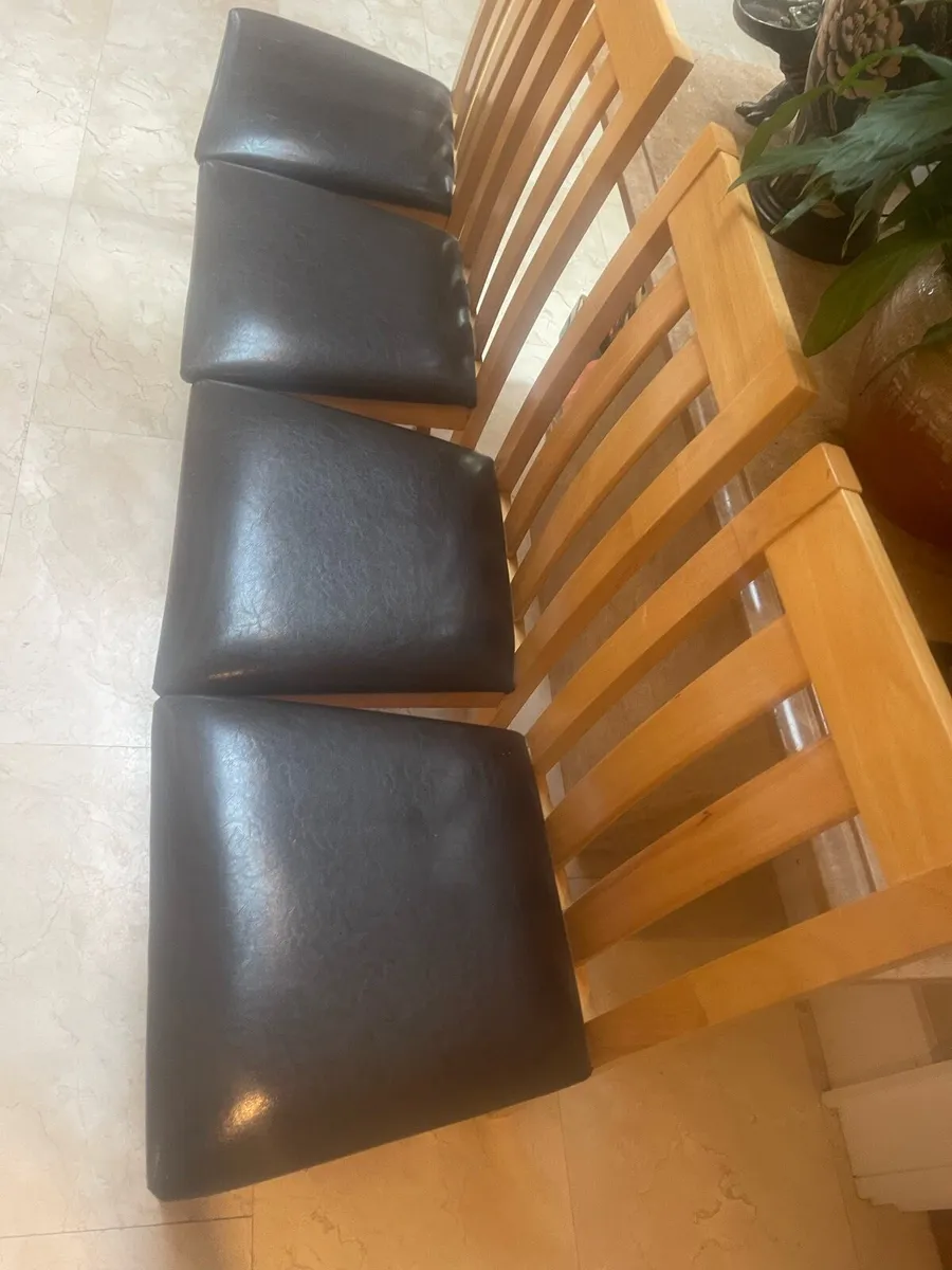 4 x Stunning Leather Clad Kitchen Dining Chairs - Image 2