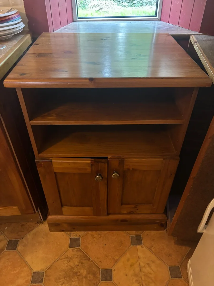 Timber shelved and drawers unit