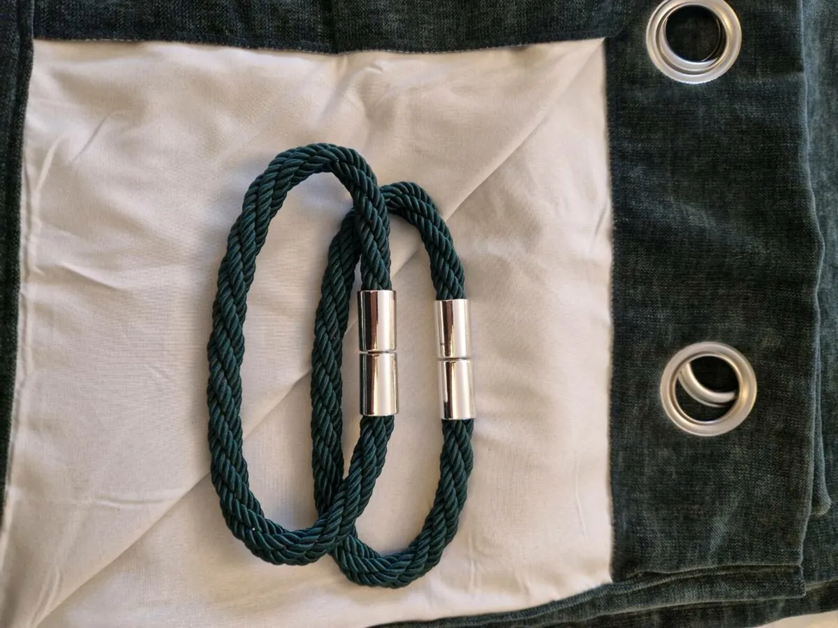 Dark green curtains and tie backs - Image 1