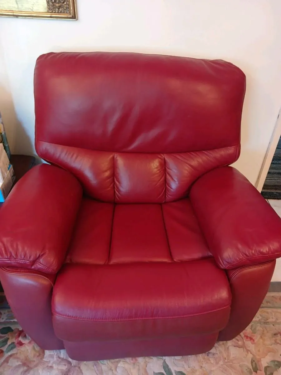 3piece red leather suite - Image 1
