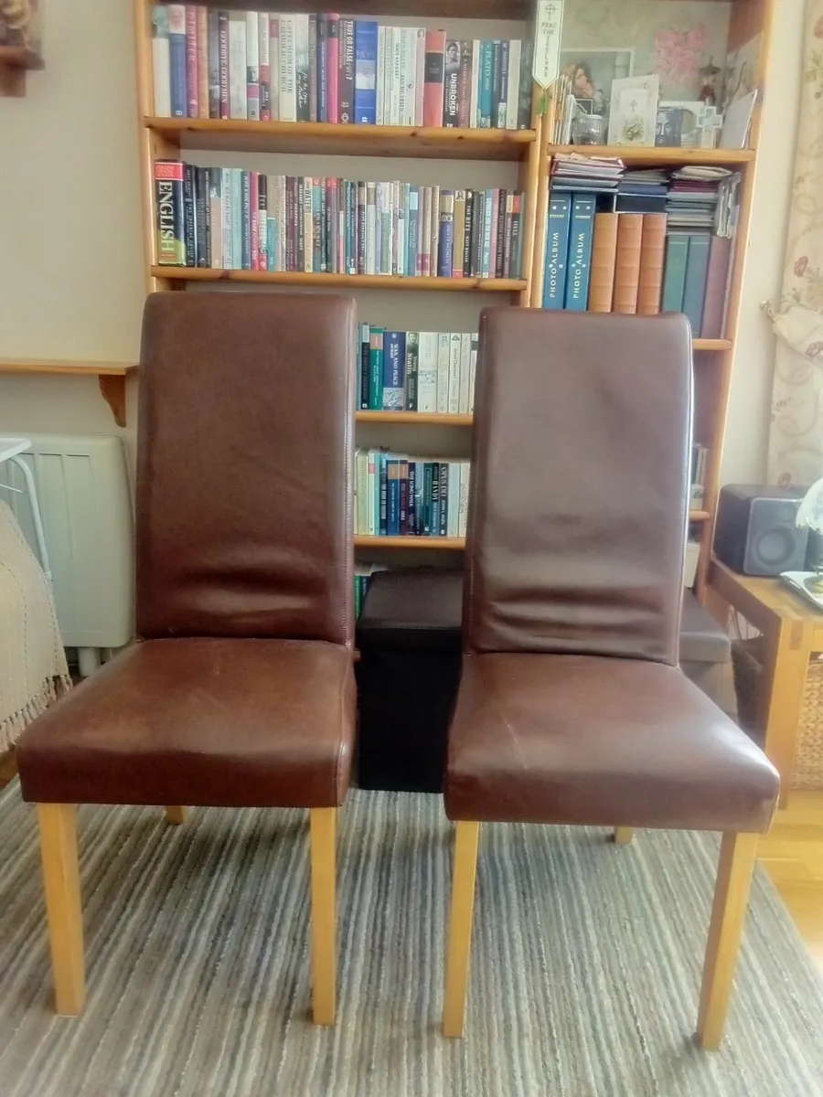 2 Leather Dining Chairs - Image 2