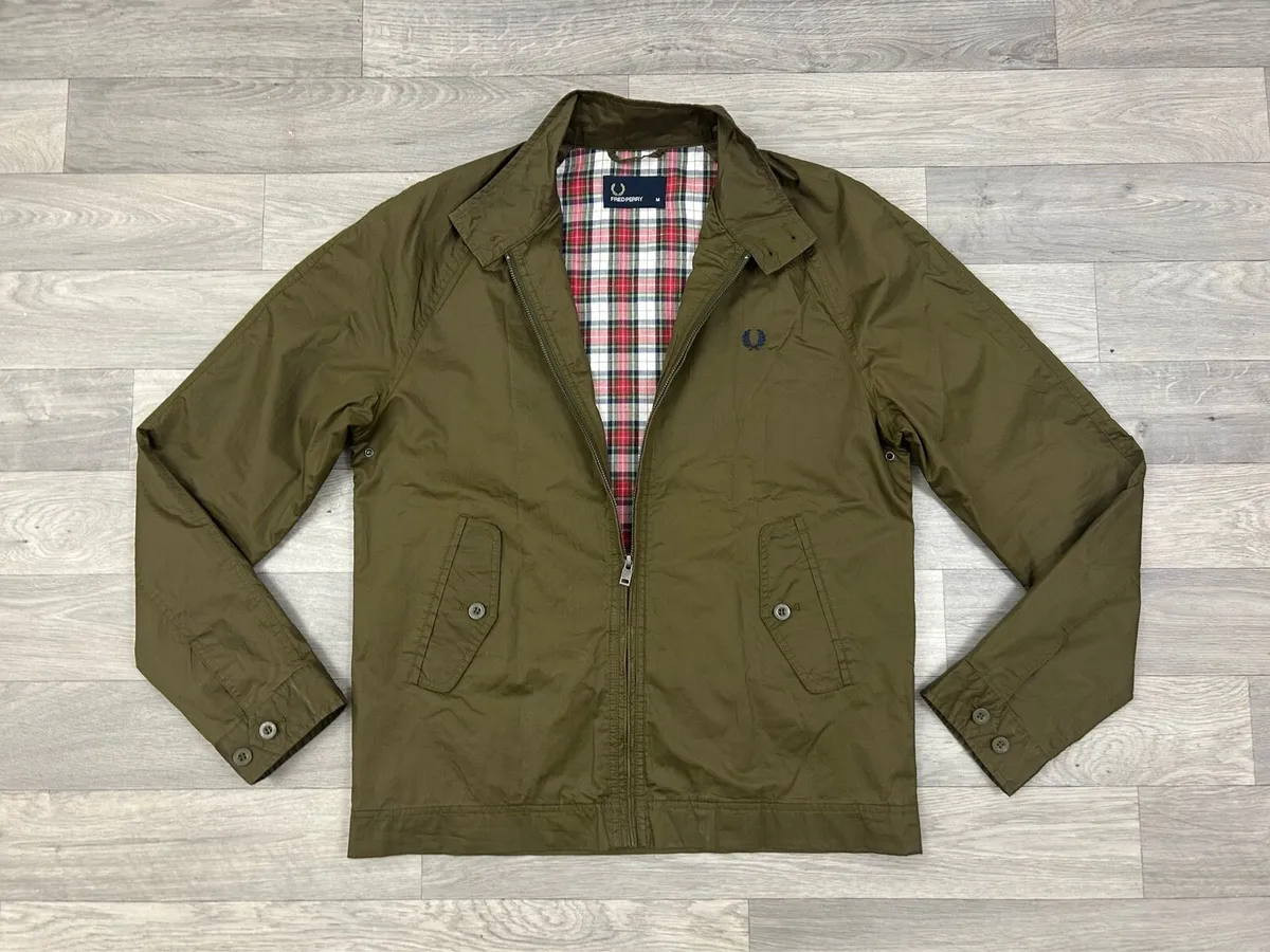 Fred Perry Check Lined Harrington Jacket Medium - Image 1