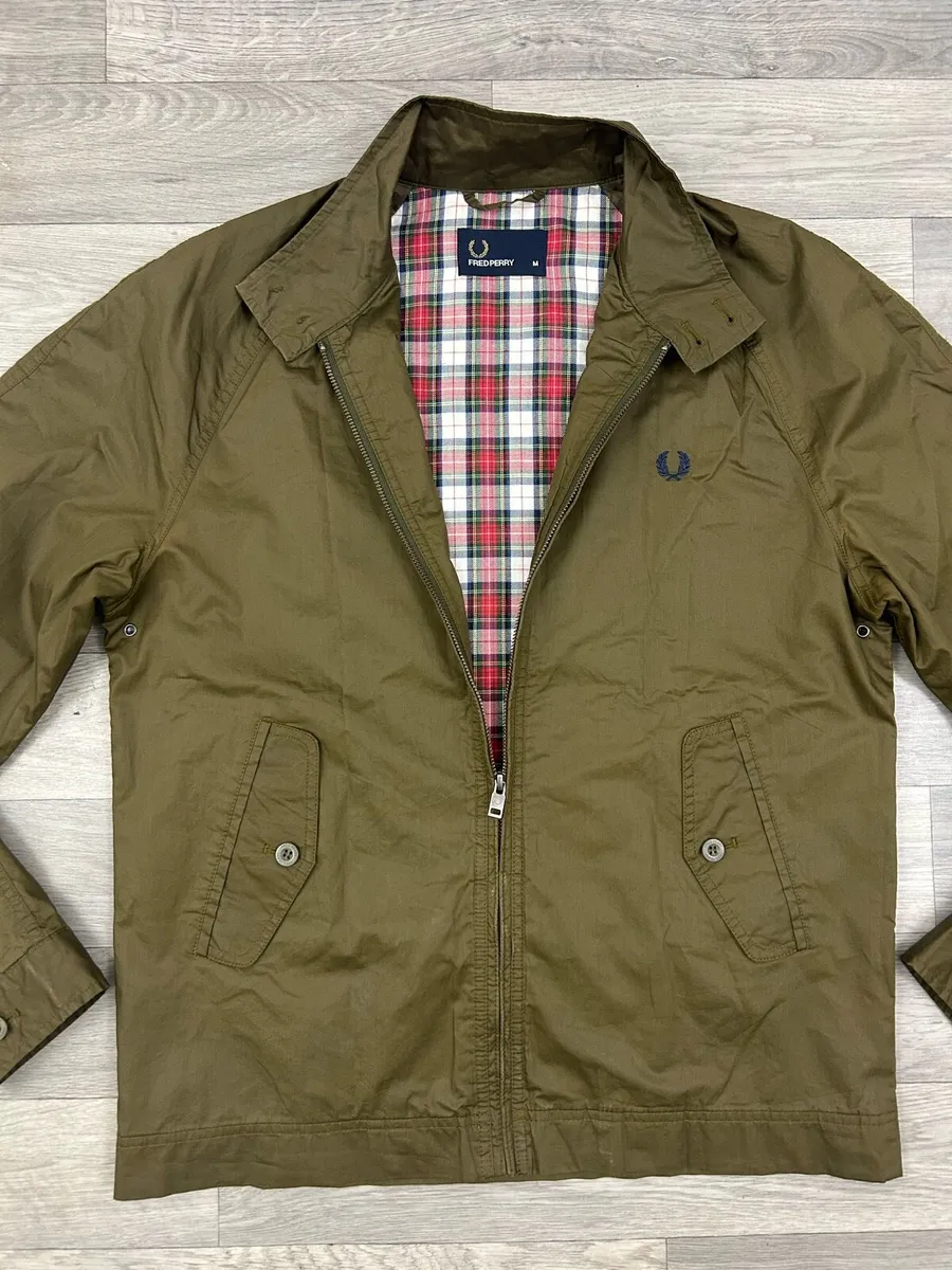 Fred Perry Check Lined Harrington Jacket Medium - Image 2