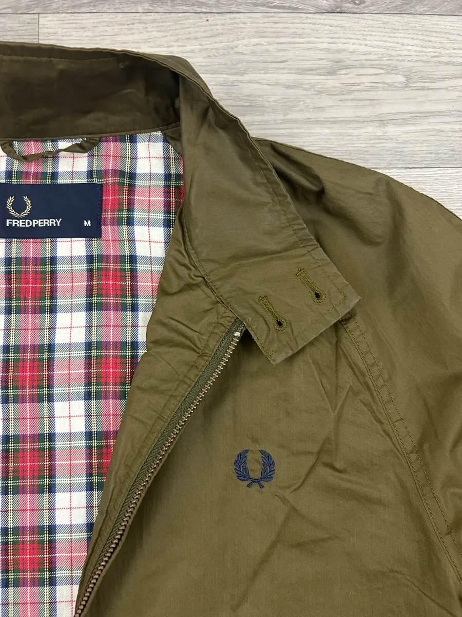 Fred Perry Check Lined Harrington Jacket Medium - Image 4
