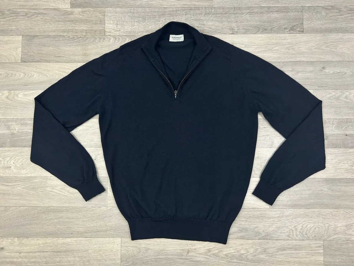 John Smedley Merino Wool Half Zip Jumper Mens L - Image 1