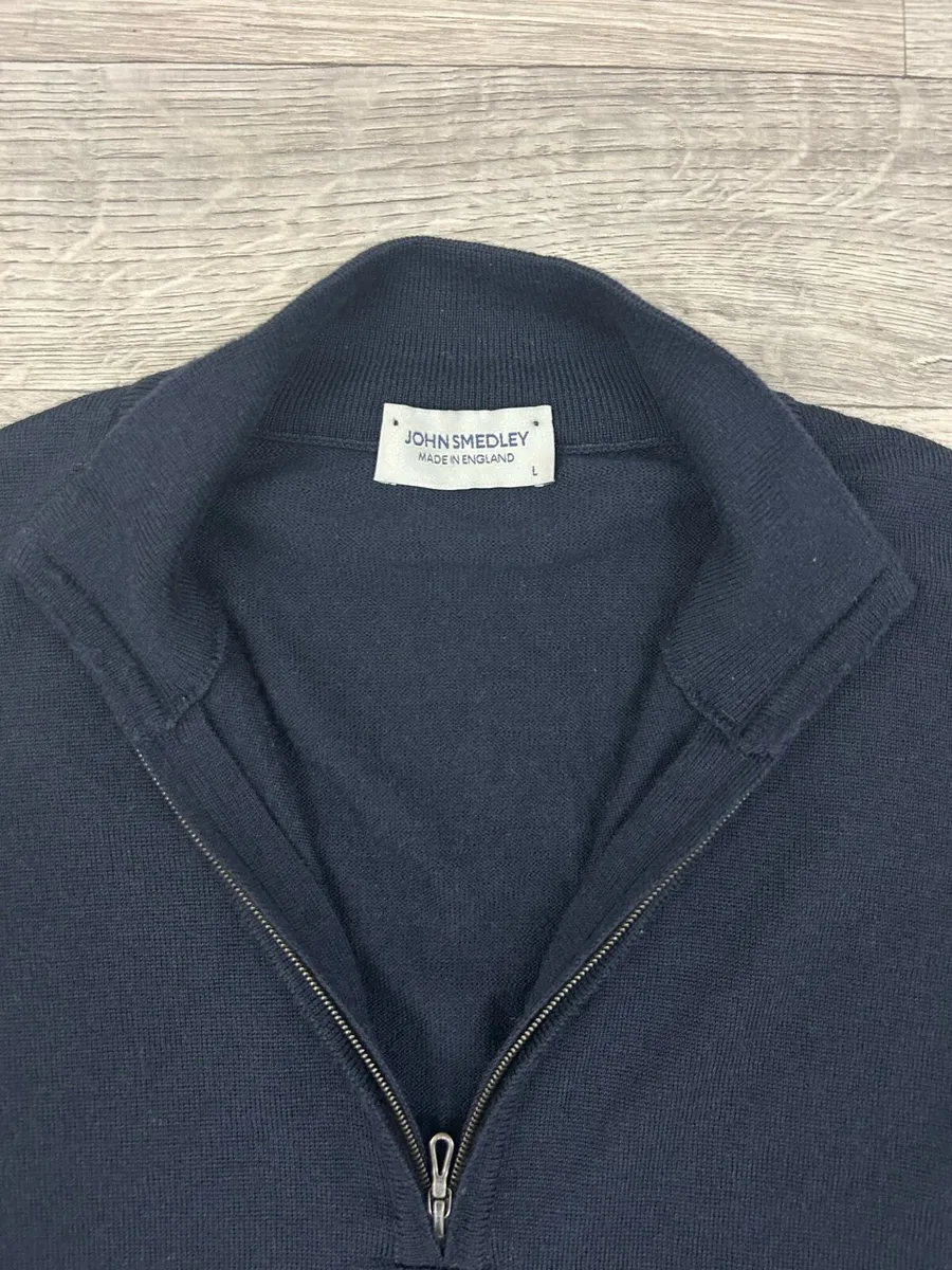 John Smedley Merino Wool Half Zip Jumper Mens L - Image 3