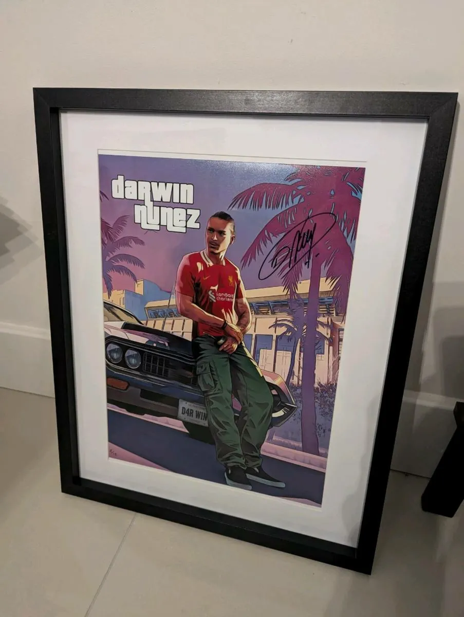 Darwin Nunez Liverpool signed GTA photo- limited e - Image 1