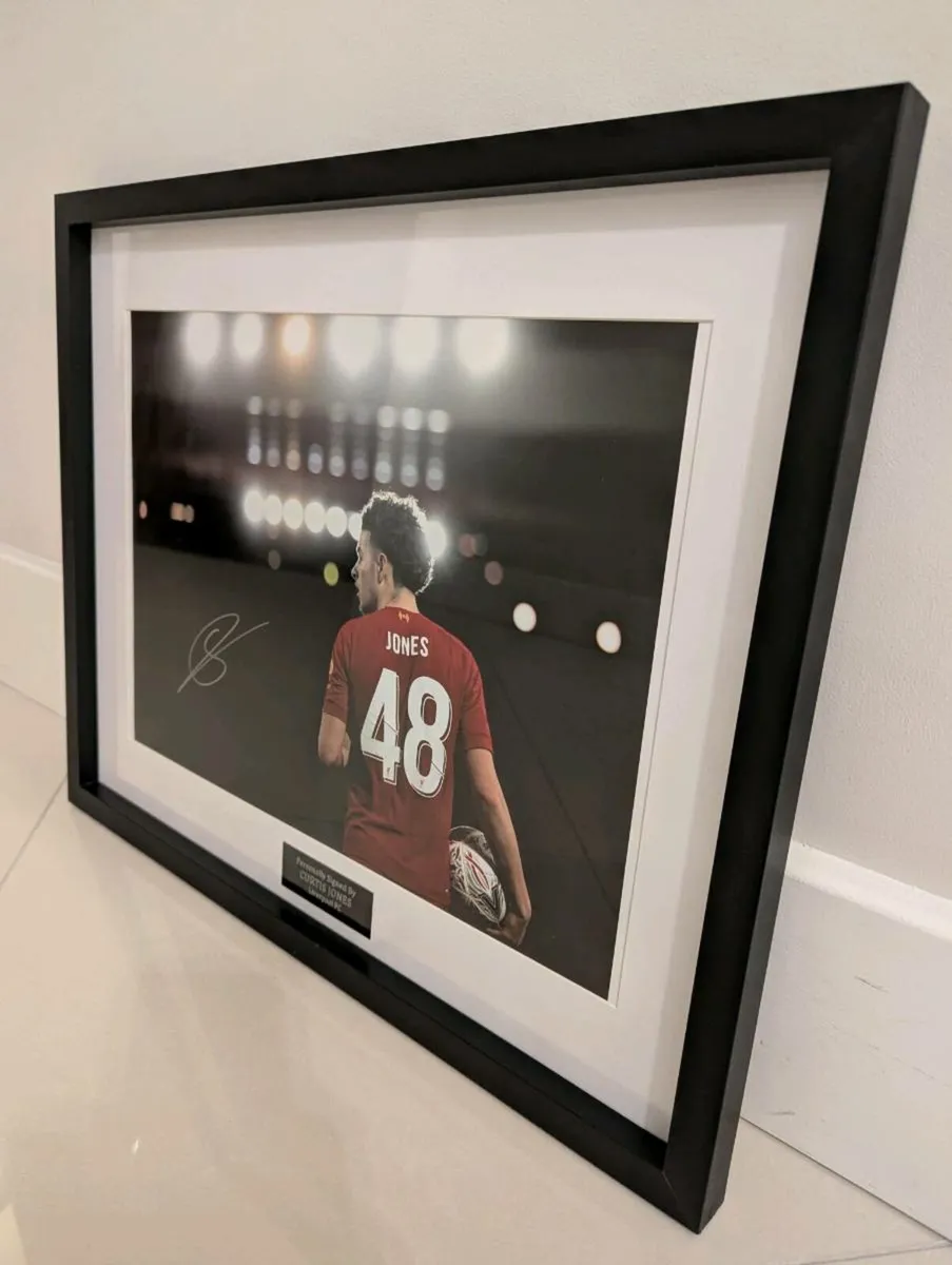 Signed Curtis Jones Liverpool FC framed photo. - Image 1