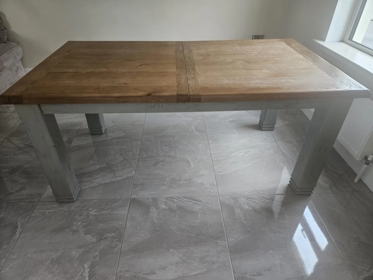 Grey/Oak extendable dining table - Image 1