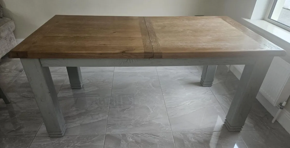 Grey/Oak extendable dining table - Image 2