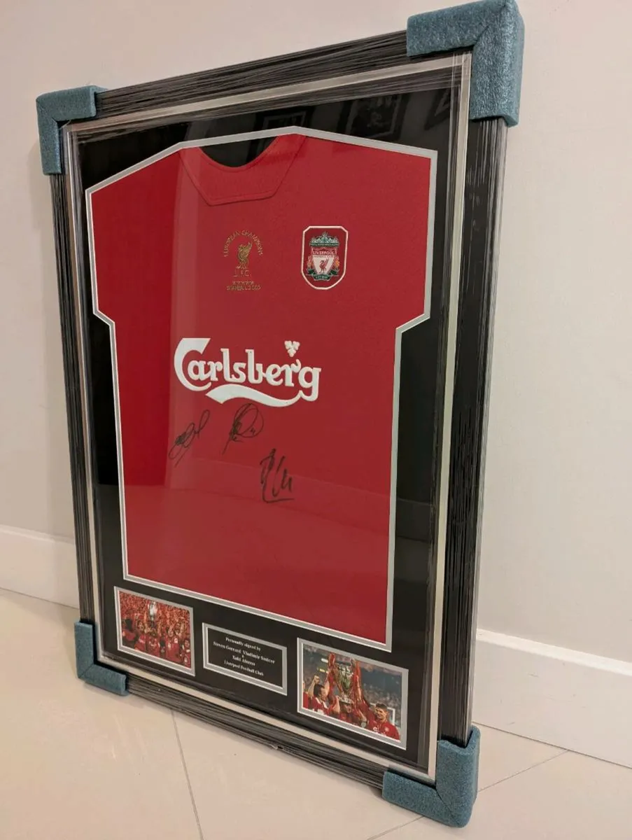 Liverpool Champions League 2005 jersey signed by 3 - Image 1