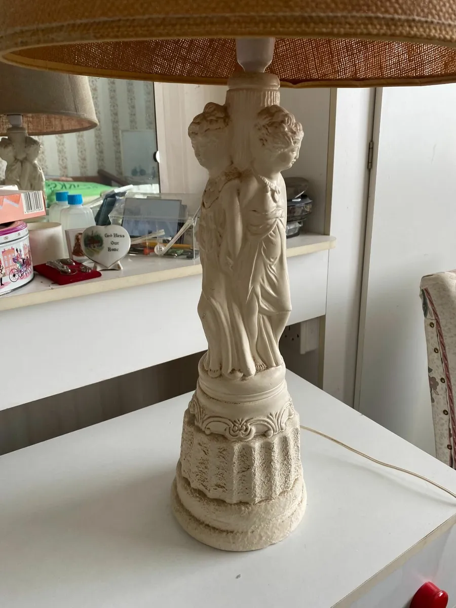 Ceramic Lamp with Hessian Shade - Image 1