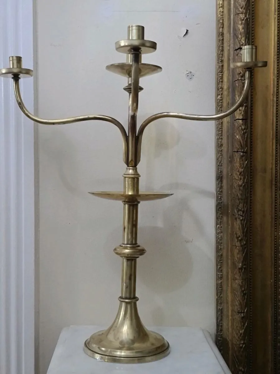 Antique Ecclesiastical Church candelabra - Image 4