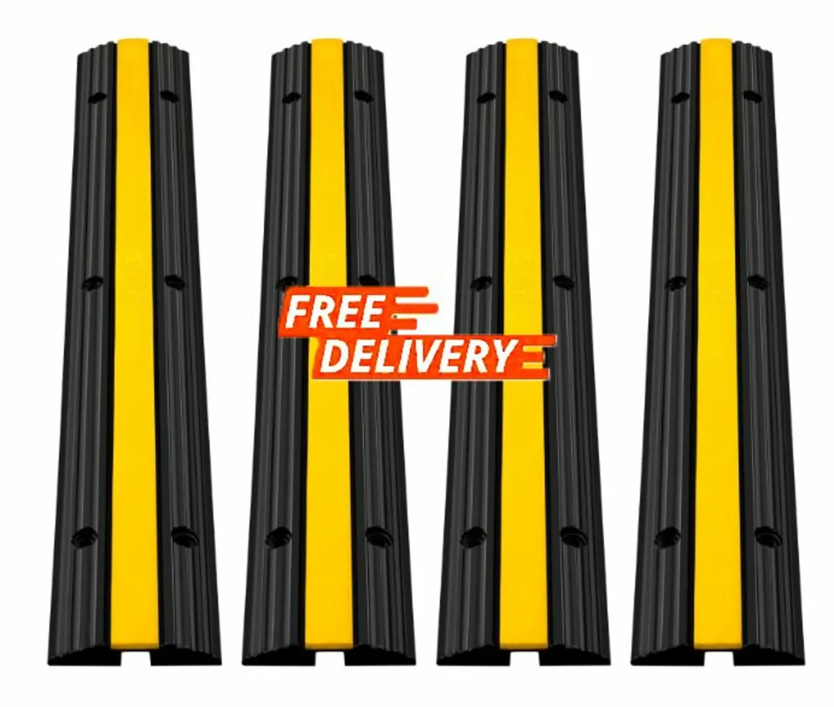4 Pack of 1-Channel Rubber Cable Protector Ramps - Image 1