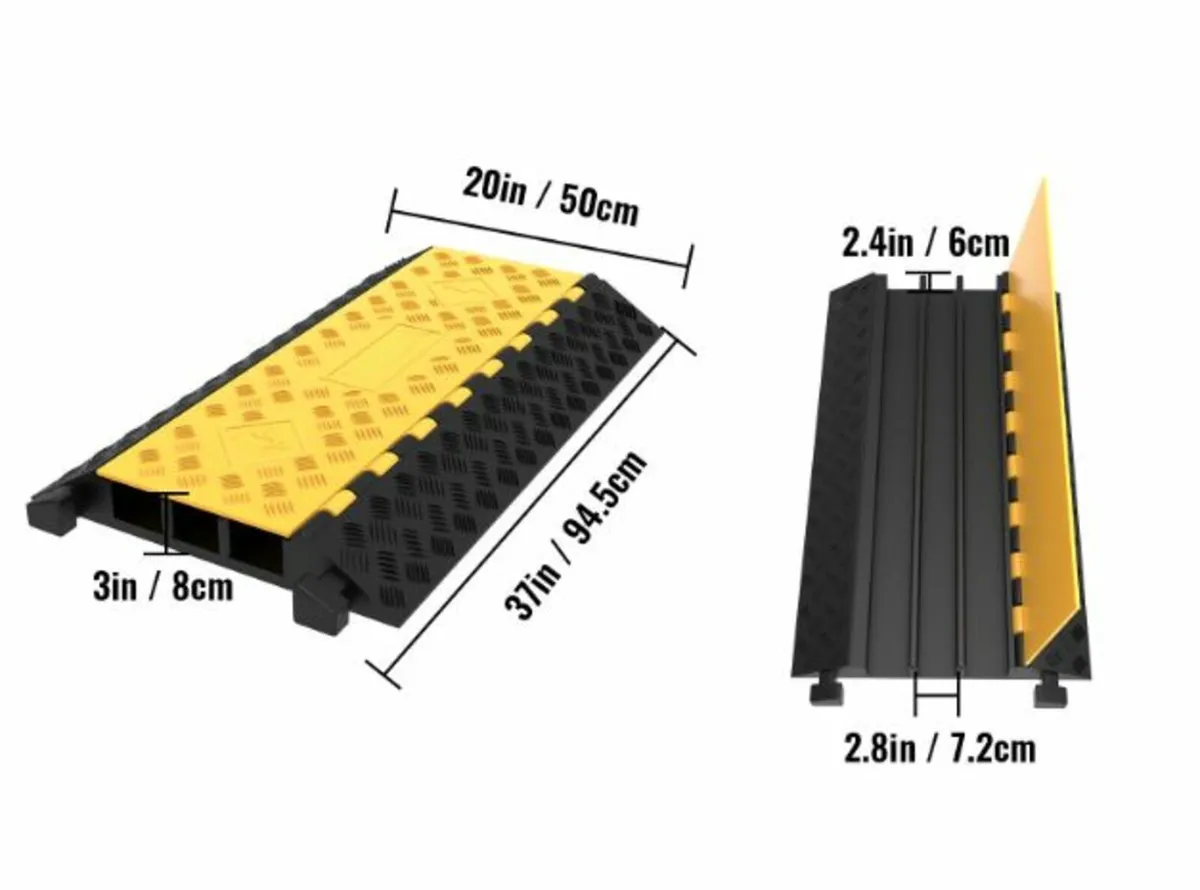 4 Pack of 1-Channel Rubber Cable Protector Ramps - Image 3