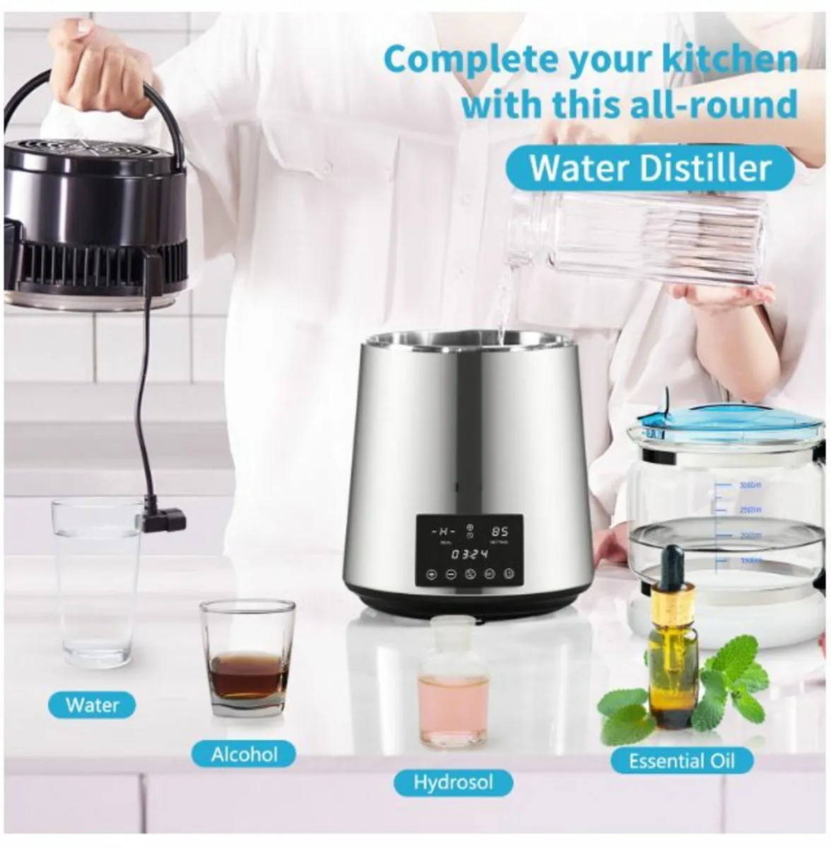 1 L/H, 4L Distilled Water Maker w/ 0-99 H Timing - Image 4
