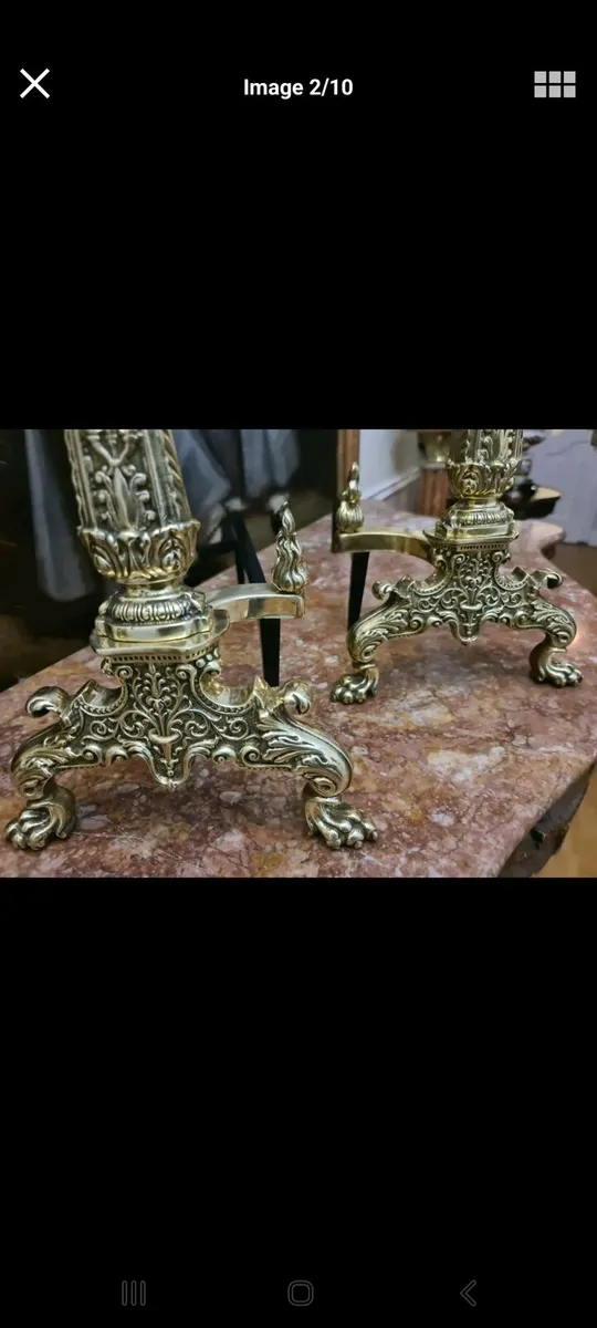 Victorian Andirons Solid brass - Image 4