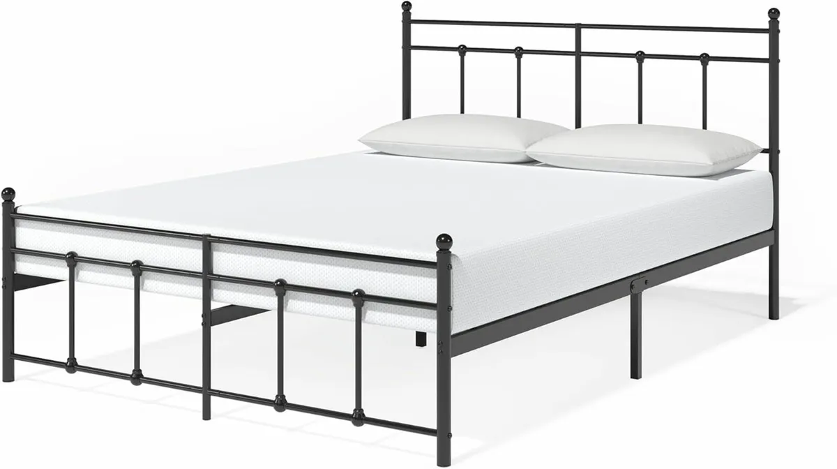 Super King Bed Frame 180x200 cm Metal Headboard - Image 2