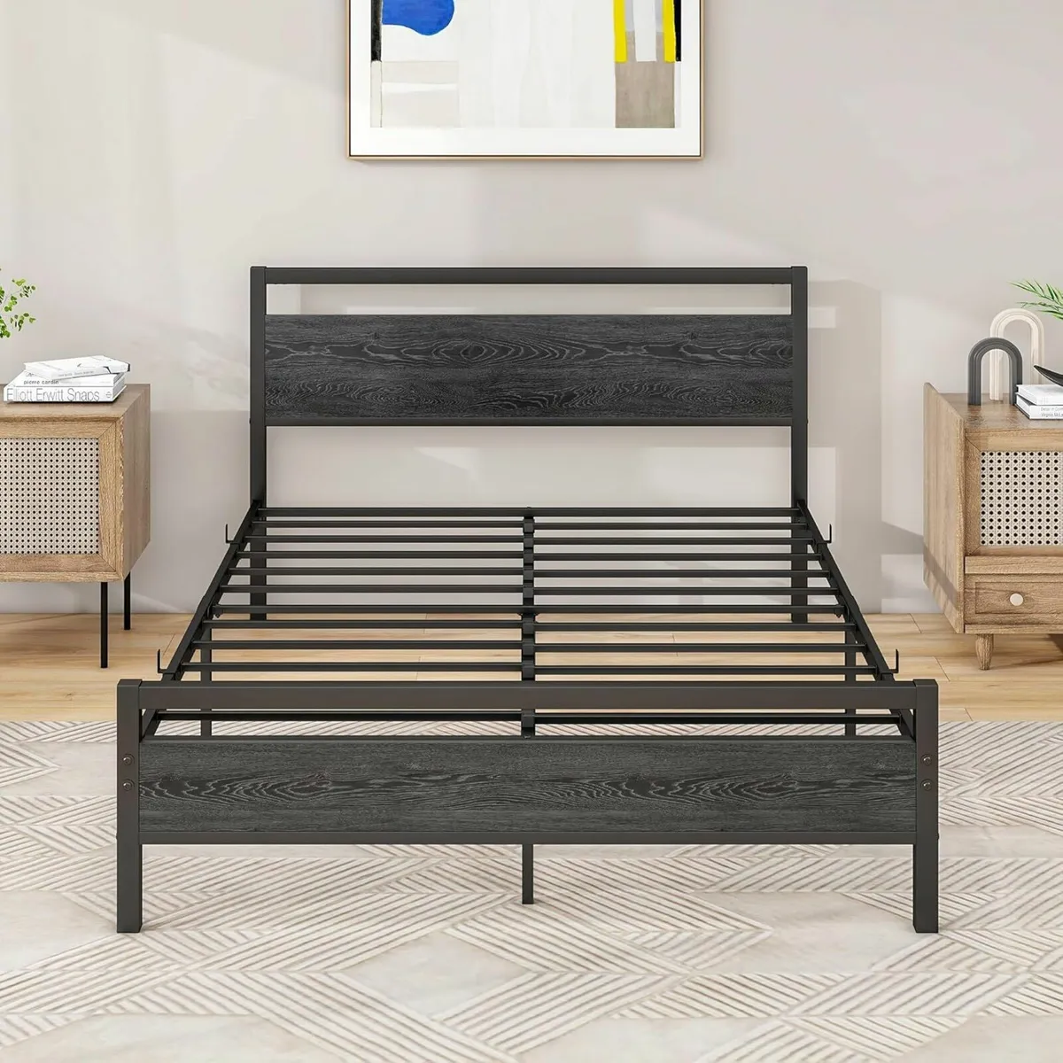 Double Bed Frames Wood Headboard 135x190cm - Image 3
