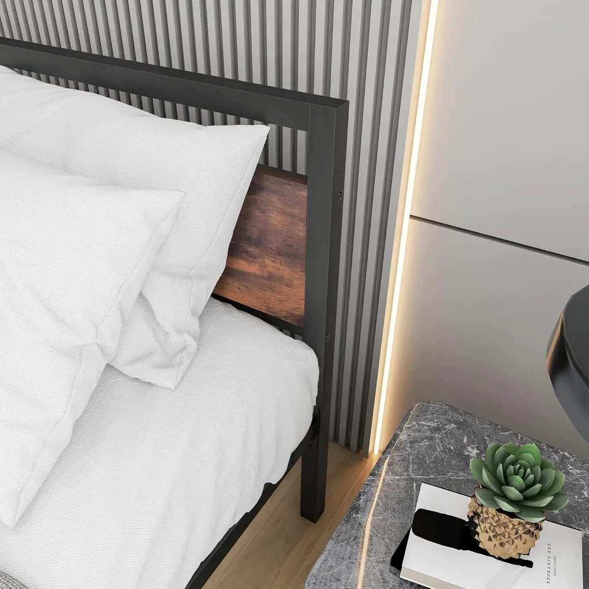 King Size Bed Frame Storage Wood Headboard 150x200 - Image 4