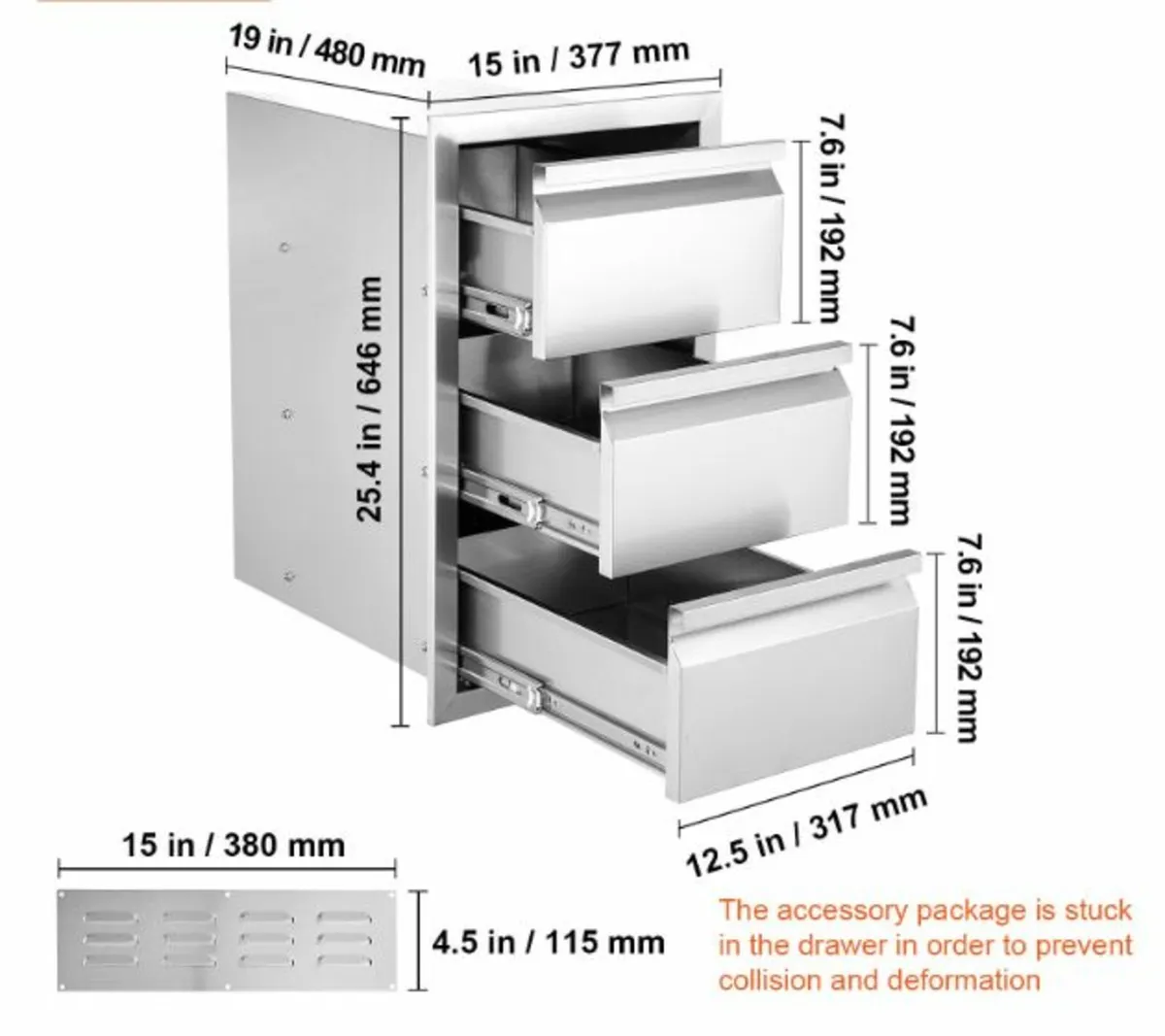 201 Stainless Steel Triple Access Drawer BBQ - Image 2