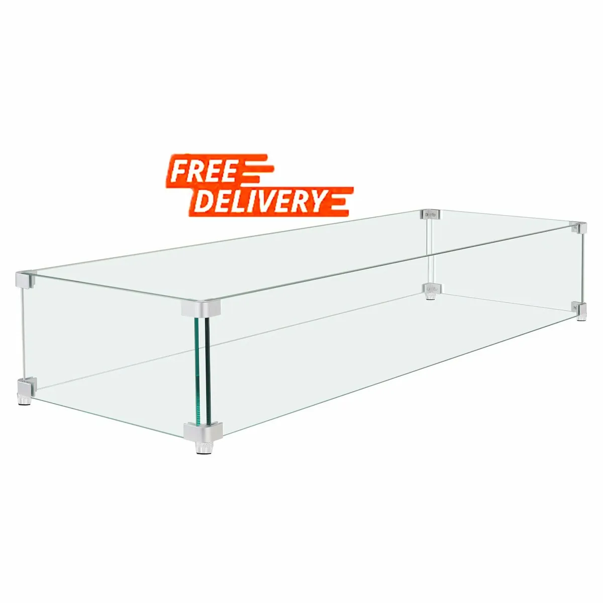 38x10.5x6 inch Fire Pit Wind Guard Tempered Glass - Image 1