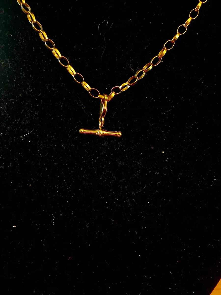 9ct gold 20 inches long t-bar chain - Image 2