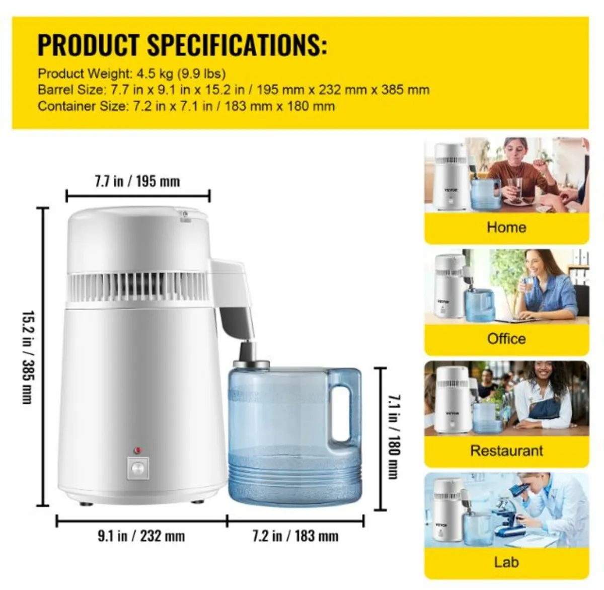4L Pure Water Distiller 1L/h Water Purifier Filter - Image 4
