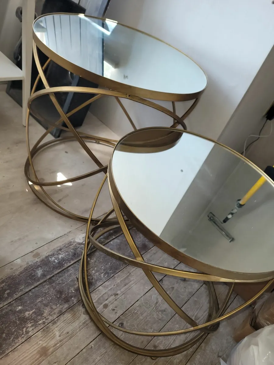 Mirrored brass nest of tables
