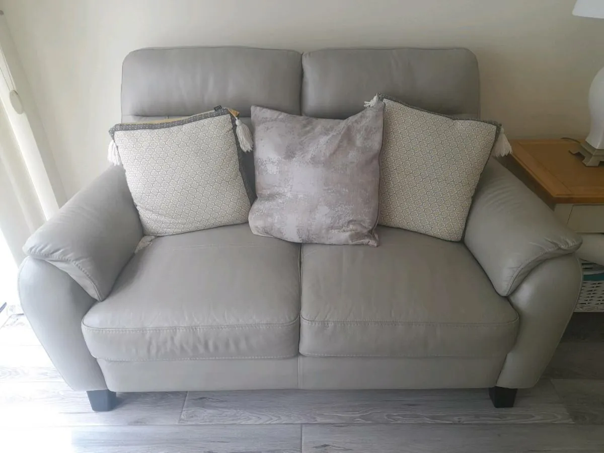 Grey leather sofa - Image 1