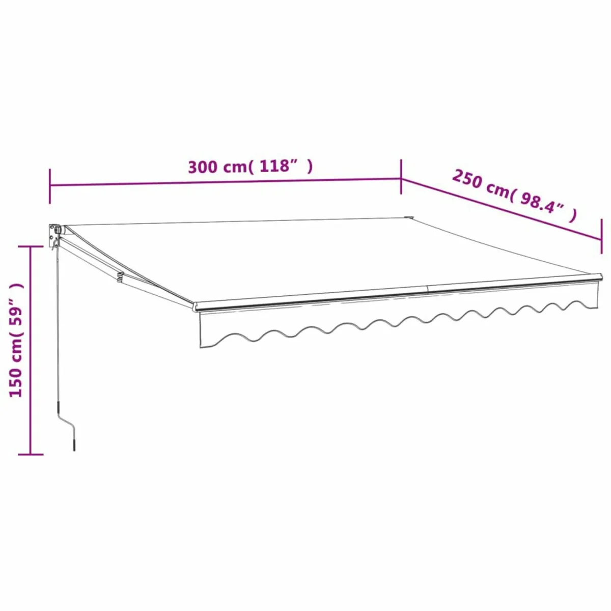Retractable Awning Blue and White 3x2.5 m Fabric a - Image 3