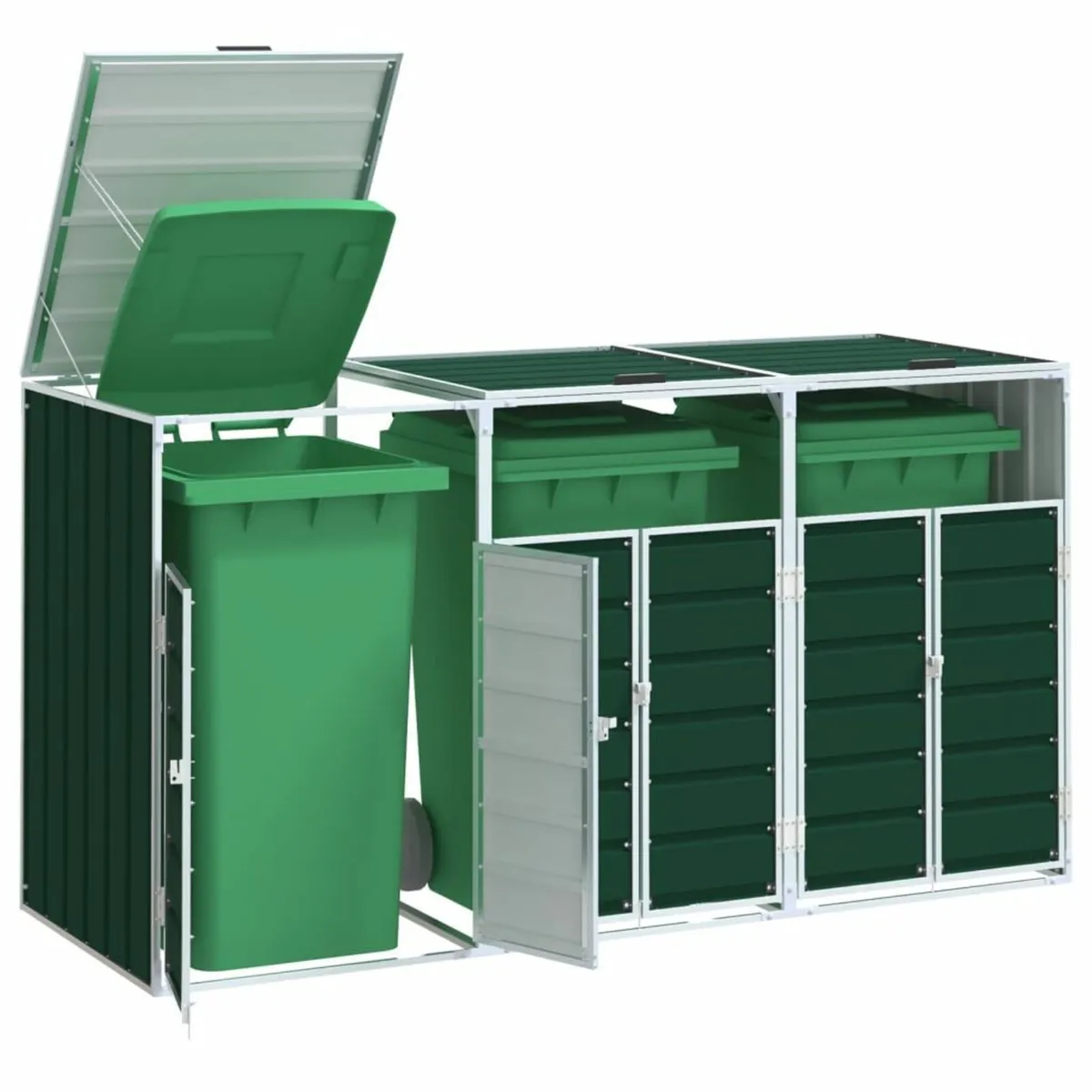 Wheelie Bin Storage for Triple Bins Green 216x81x1 - Image 1