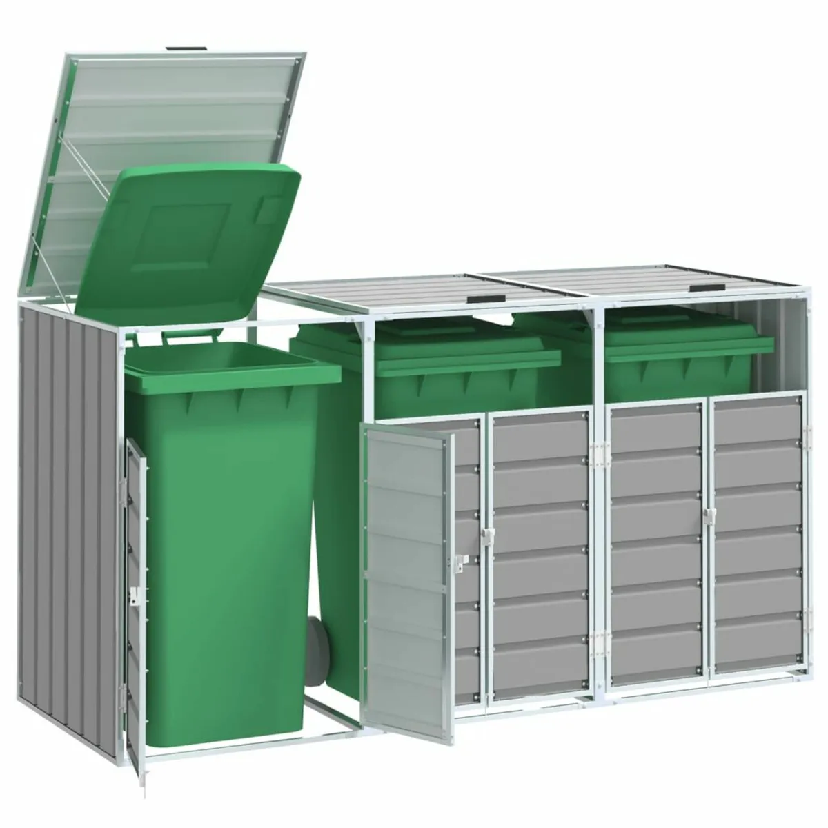 Grey Wheelie Bin Storage for Triple Bins 216x81x11 - Image 1