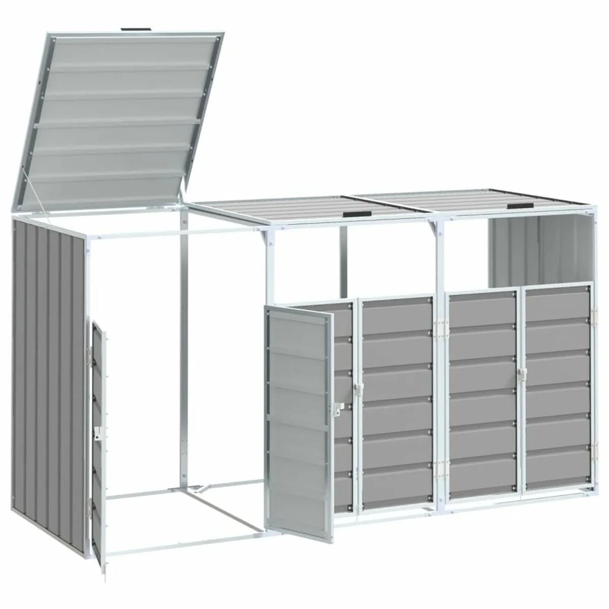Grey Wheelie Bin Storage for Triple Bins 216x81x11 - Image 4