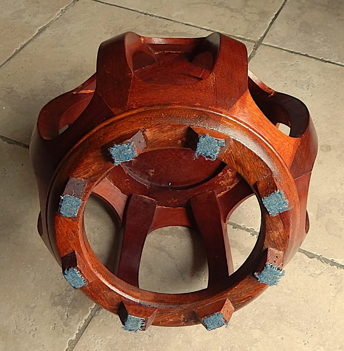 Mahogany Drum Stool with Mother of Pearl Inlay - Image 3
