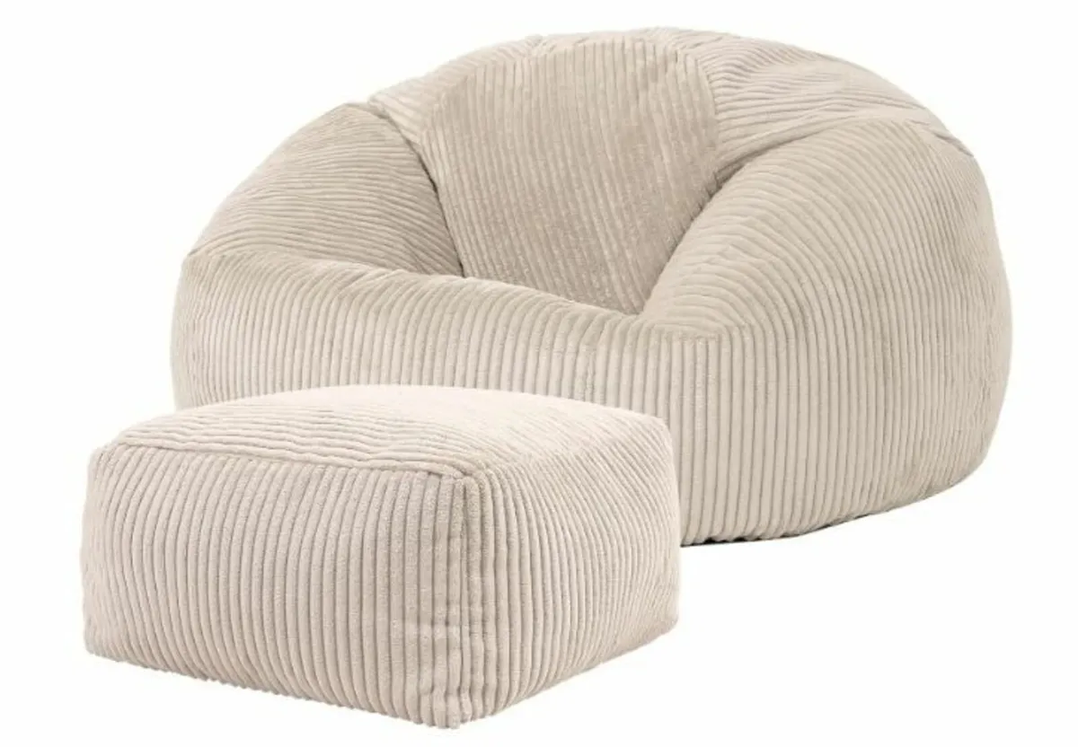 Kingston Cord Bean Bag Chair and Pouffe - Image 1
