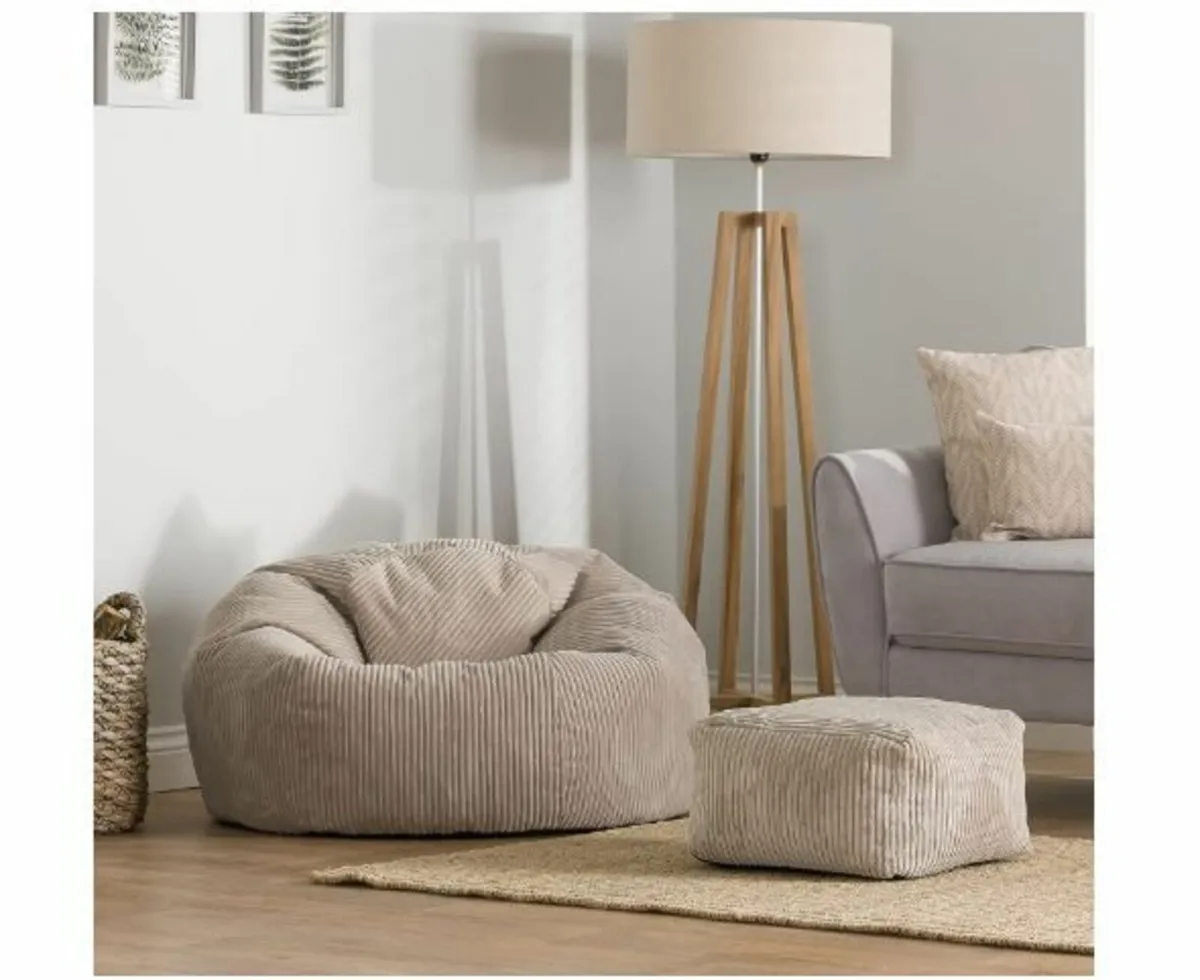 Kingston Cord Bean Bag Chair and Pouffe - Image 3