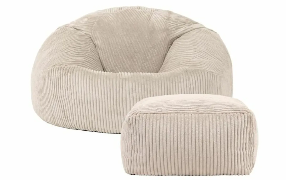 Kingston Cord Bean Bag Chair and Pouffe - Image 4