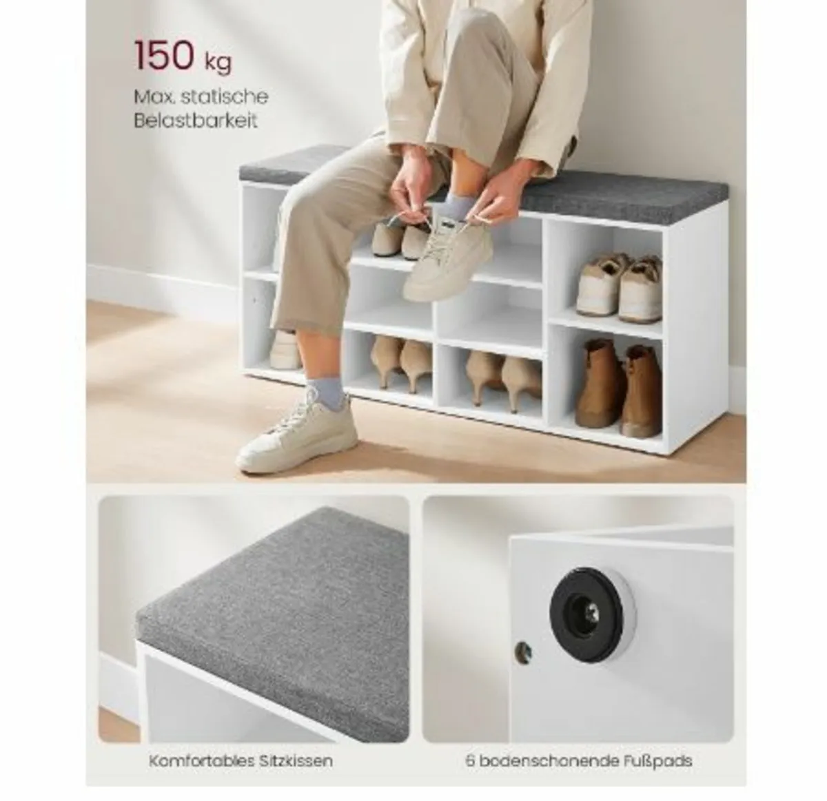 Shoe Bench, Shoe Rack with Seat - Image 2