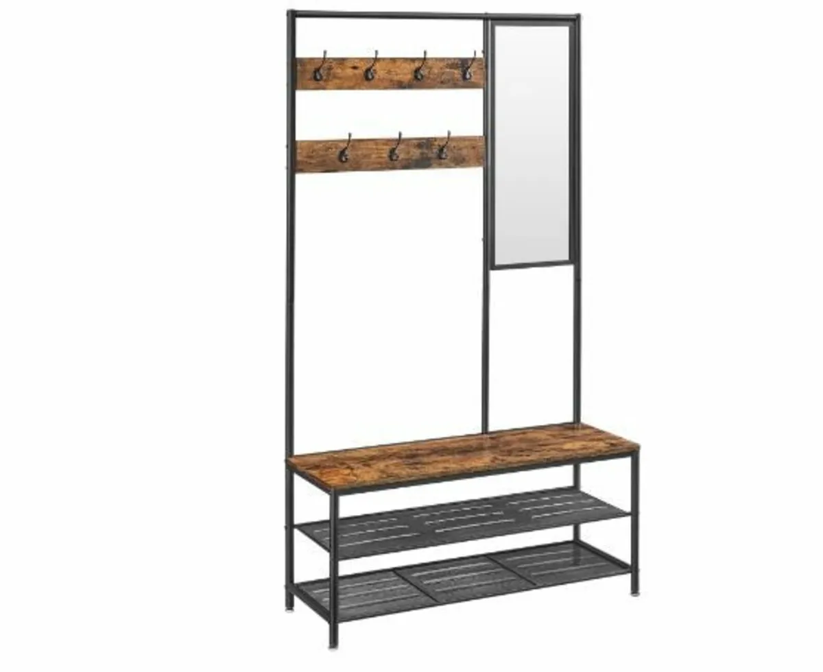 Coat Rack with Hooks Mirror - Image 1