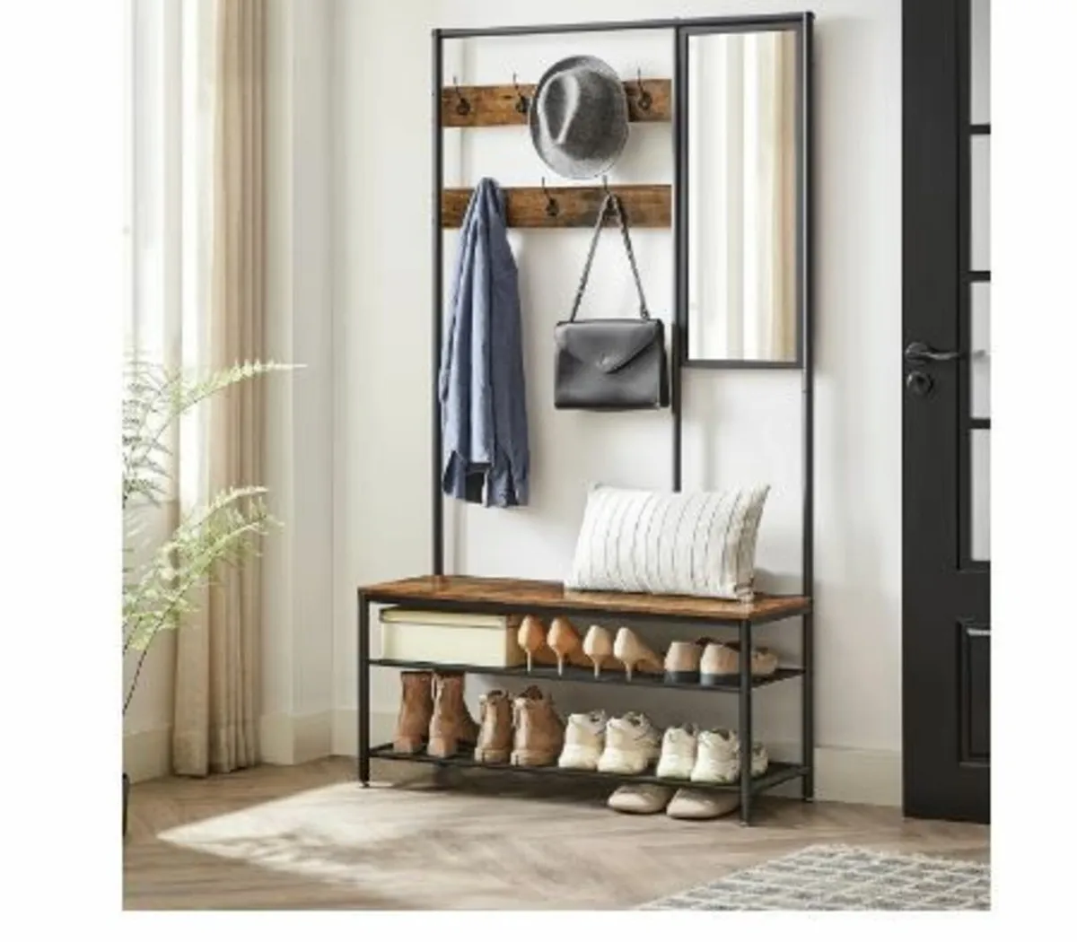 Coat Rack with Hooks Mirror - Image 2
