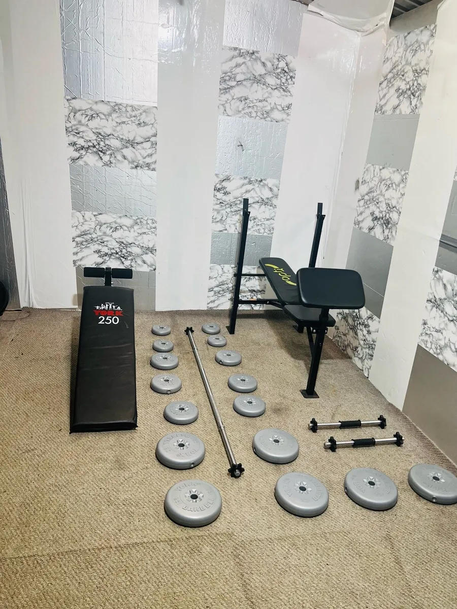 2 X weight bench’s 50 kg weights barbell dumbbells - Image 1